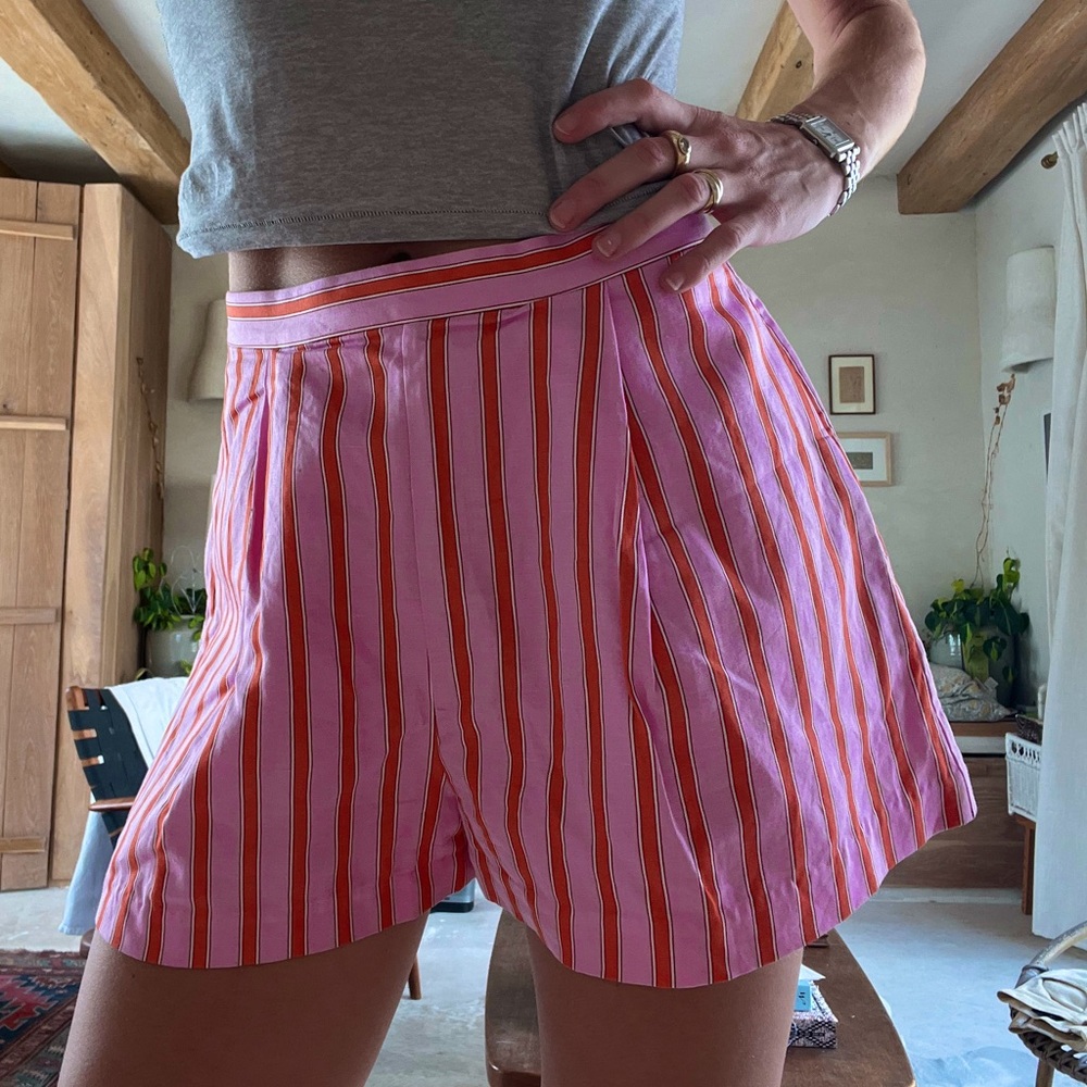 MDS Stripes Pink and Orange Striped Shorts